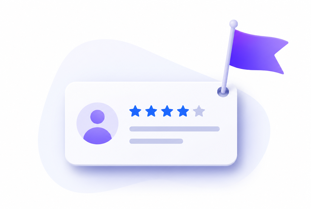 Jak usunąć nieprawdziwą opinię w Google: procedura 9 Opinia z chorągiewką zgłoszenia w rogu